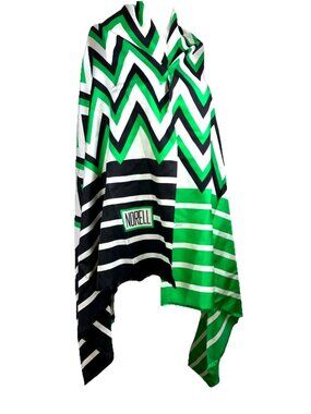RARE Norell 37 X 57 XL shawl Scarf Silk Twill Chevron Logo 50s 60s Wrap Cape
